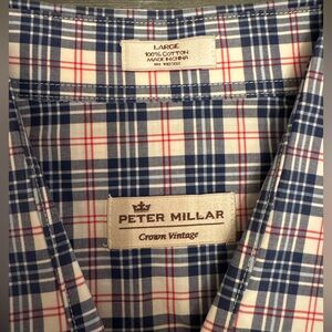 Peter Millar Blue and Red Checkered Shirt